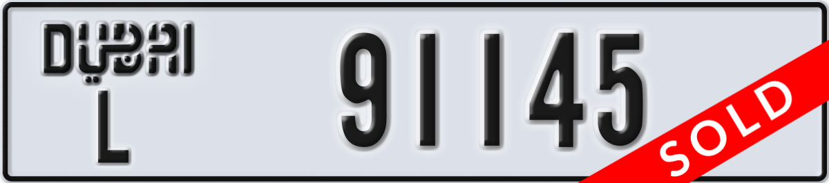 dubai License Plate Number 91145 Code L