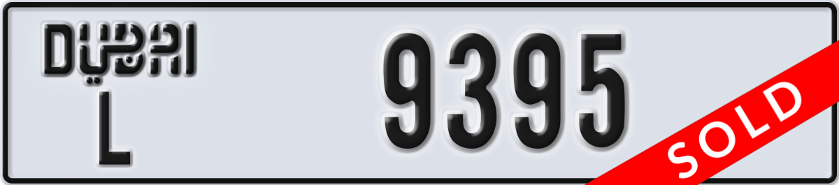 dubai License Plate Number 9395 Code L