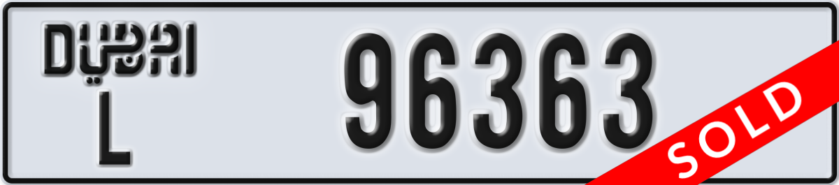 dubai License Plate Number 96363 Code L