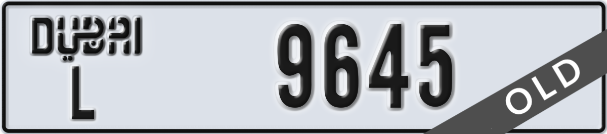 dubai License Plate Number 9645 Code L