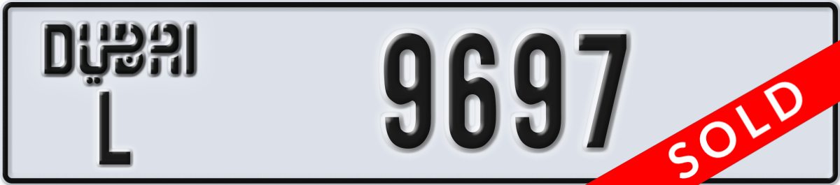 dubai License Plate Number 9697 Code L