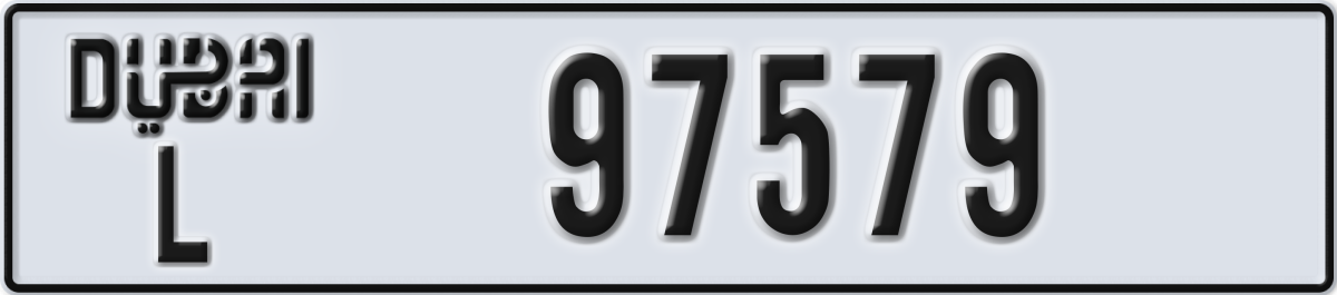 dubai License Plate Number 97579 Code L