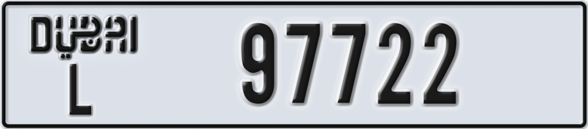 dubai License Plate Number 97722 Code L