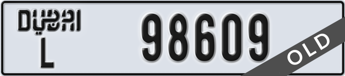 dubai License Plate Number 98609 Code L