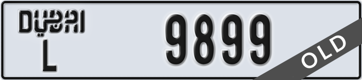 dubai License Plate Number 9899 Code L