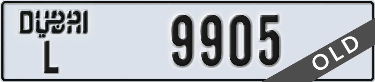 dubai License Plate Number 9905 Code L