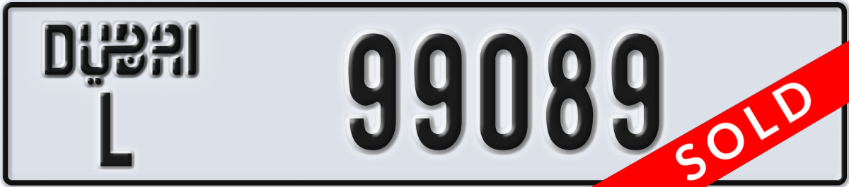 dubai License Plate Number 99089 Code L