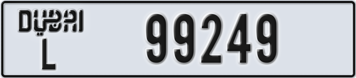dubai License Plate Number 99249 Code L