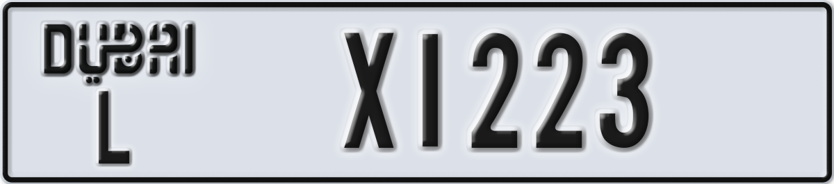 dubai License Plate Number X1223 Code L