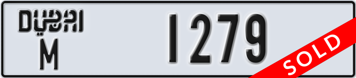 dubai License Plate Number 1279 Code M