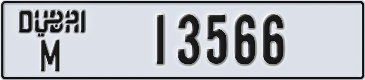 dubai License Plate Number 13566 Code M