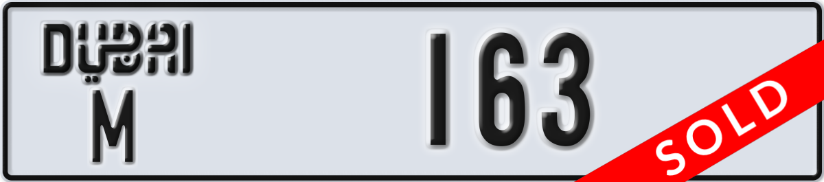 dubai License Plate Number 163 Code M