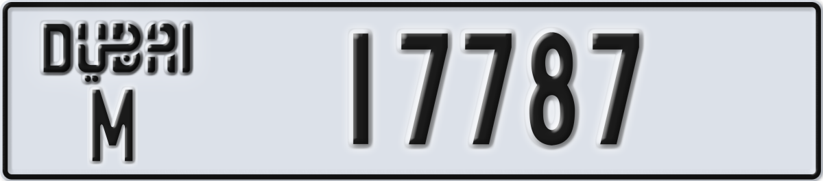 dubai License Plate Number 17787 Code M