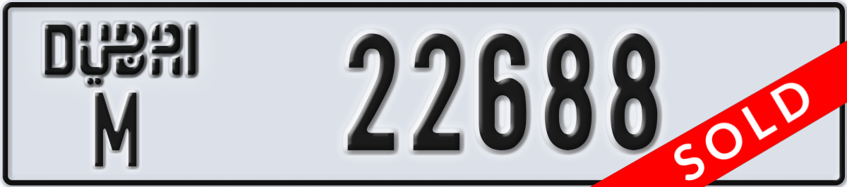 dubai License Plate Number 22688 Code M