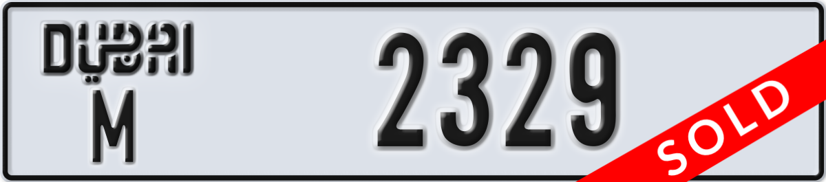 dubai License Plate Number 2329 Code M