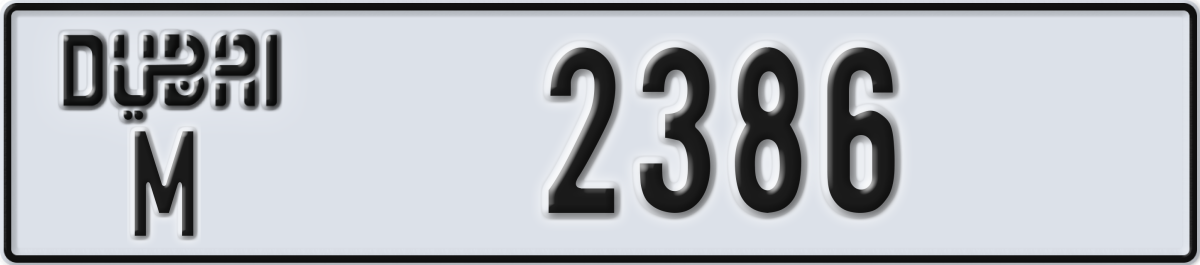 dubai License Plate Number 2386 Code M