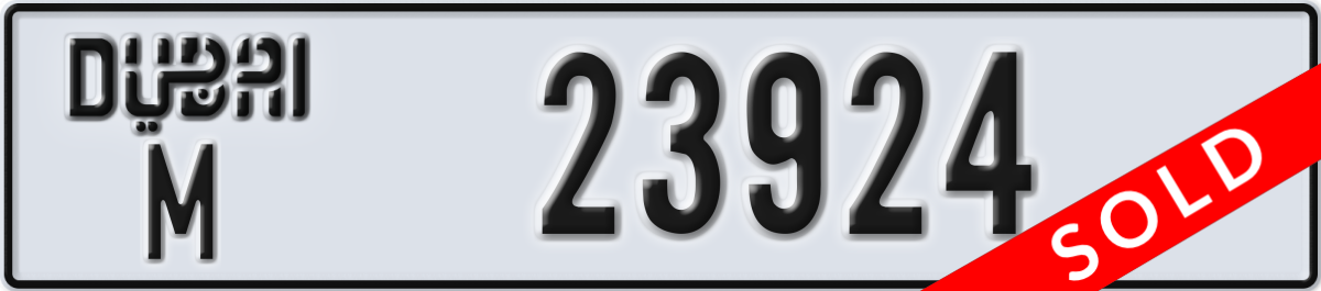 dubai License Plate Number 23924 Code M