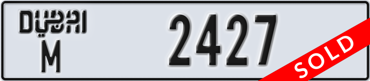 dubai License Plate Number 2427 Code M
