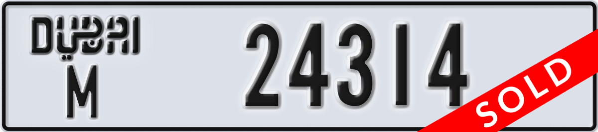 dubai License Plate Number 24314 Code M