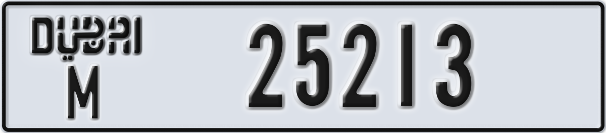 dubai License Plate Number 25213 Code M