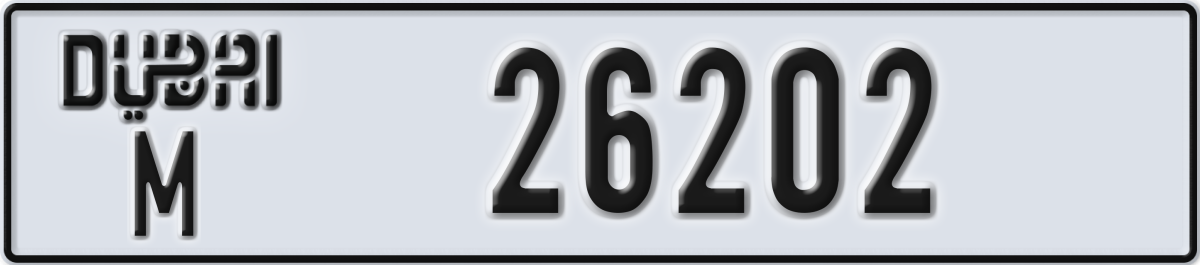dubai License Plate Number 26202 Code M