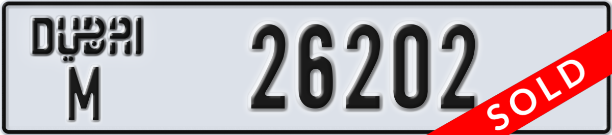 dubai License Plate Number 26202 Code M