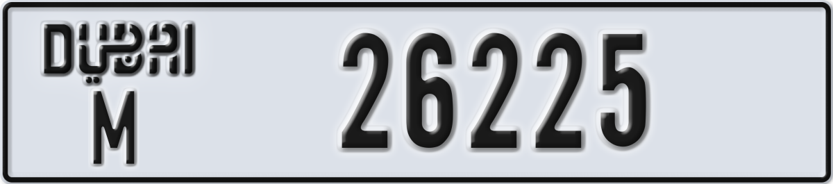 dubai License Plate Number 26225 Code M