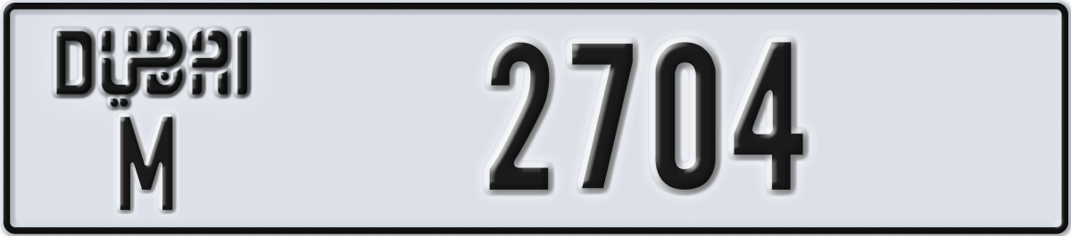 dubai License Plate Number 2704 Code M