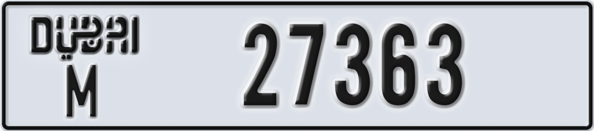 dubai License Plate Number 27363 Code M