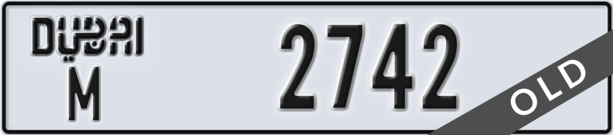dubai License Plate Number 2742 Code M