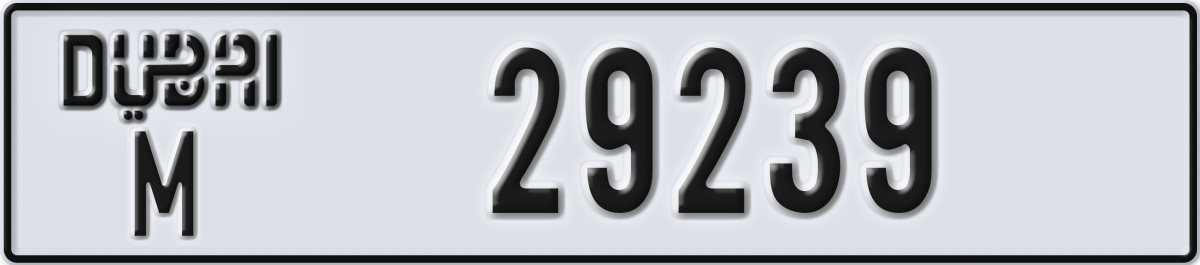 dubai License Plate Number 29239 Code M