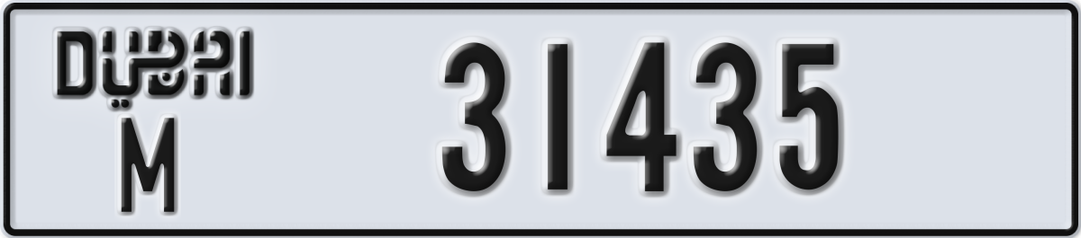 dubai License Plate Number 31435 Code M
