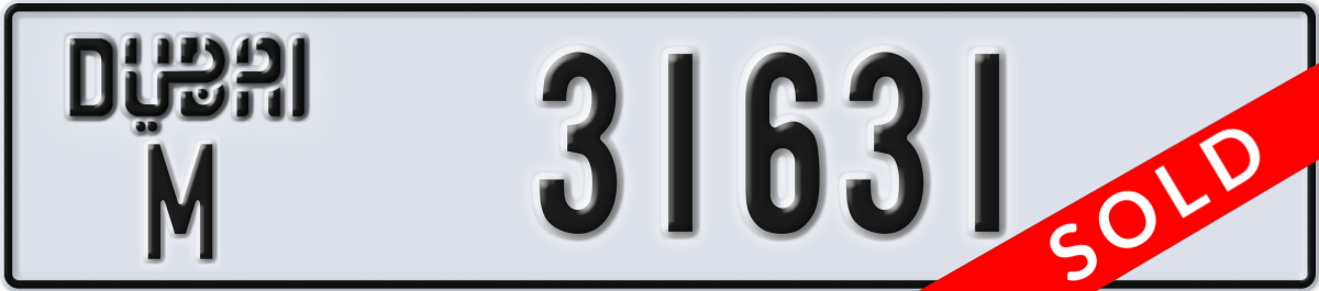 dubai License Plate Number 31631 Code M