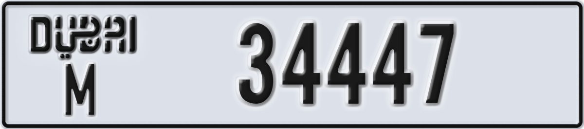 dubai License Plate Number 34447 Code M