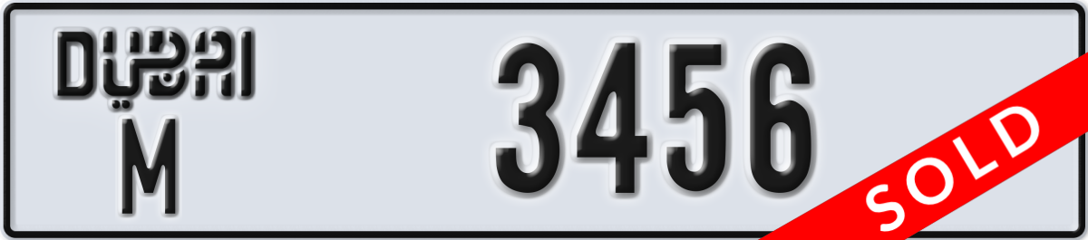 dubai License Plate Number 3456 Code M