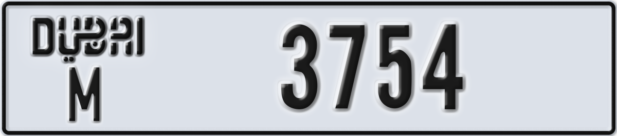dubai License Plate Number 3754 Code M
