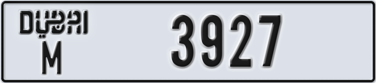 dubai License Plate Number 3927 Code M