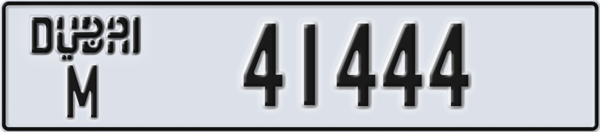 dubai License Plate Number 41444 Code M