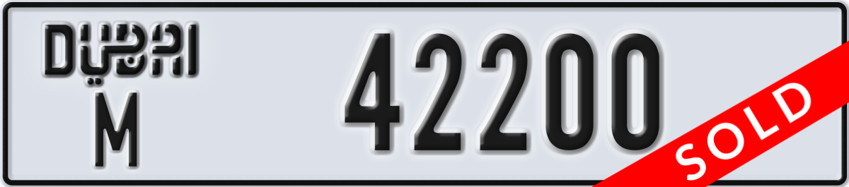 dubai License Plate Number 42200 Code M