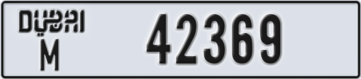 dubai License Plate Number 42369 Code M