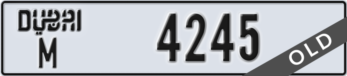 dubai License Plate Number 4245 Code M