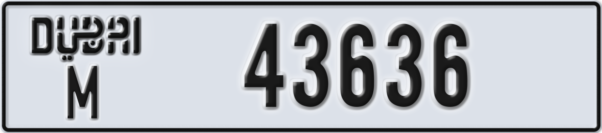 dubai License Plate Number 43636 Code M