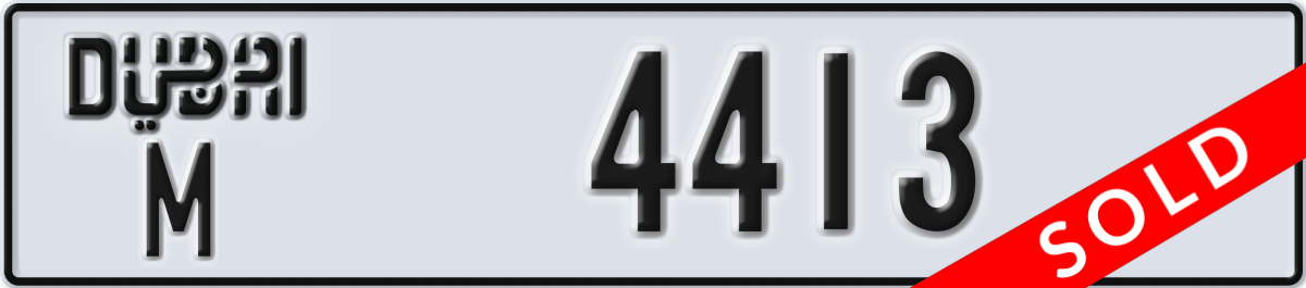 dubai License Plate Number 4413 Code M