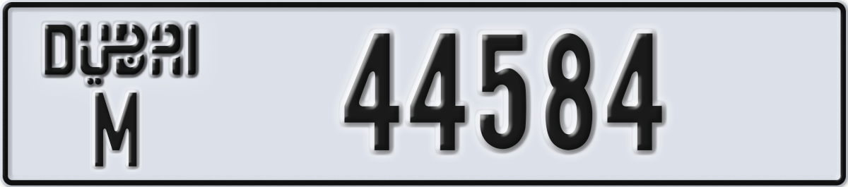 dubai License Plate Number 44584 Code M