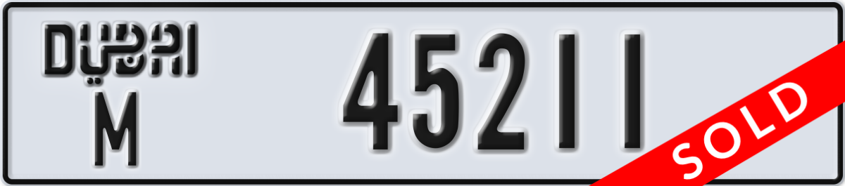 dubai License Plate Number 45211 Code M