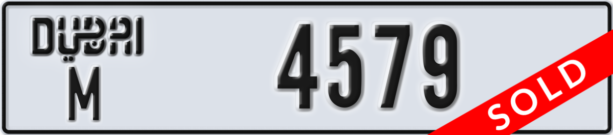 dubai License Plate Number 4579 Code M