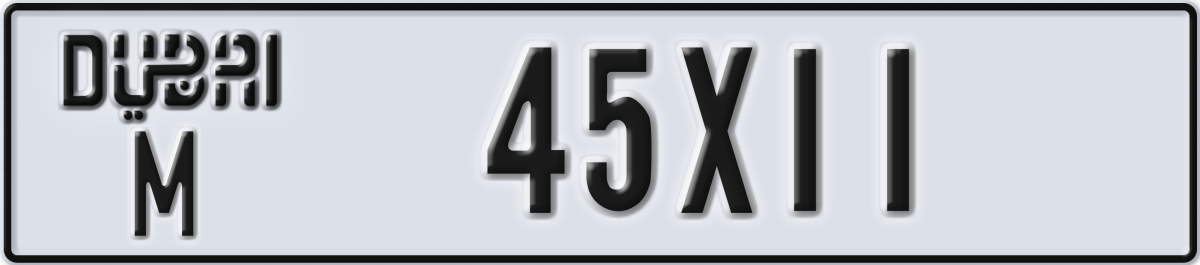 dubai License Plate Number 45X11 Code M