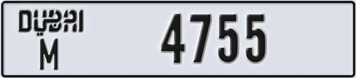 dubai License Plate Number 4755 Code M