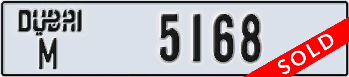 dubai License Plate Number 5168 Code M