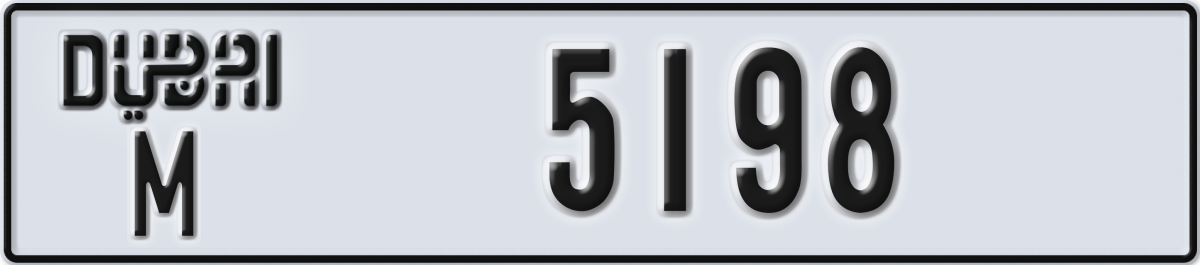 dubai License Plate Number 5198 Code M
